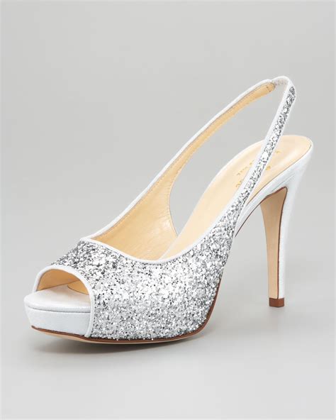 Glitter slingback pumps Silver 